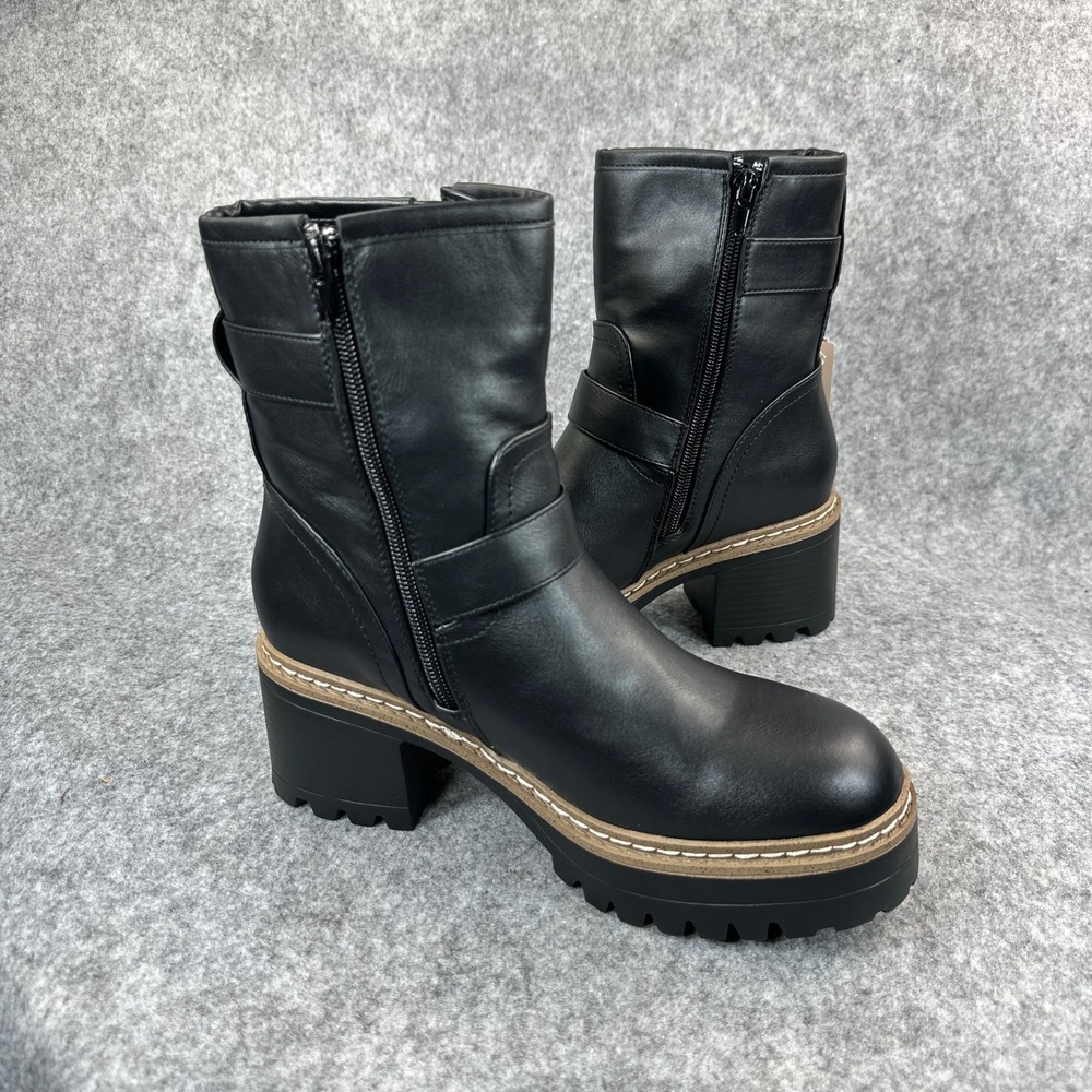 Sincerely Jules Marise Black Moto Boots Womens 8 Platform Lug Sole - Picture 6 of 14